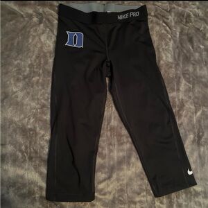 NikePro Dry Fit Black Capri Leggings with Duke blue devil logo women's Small